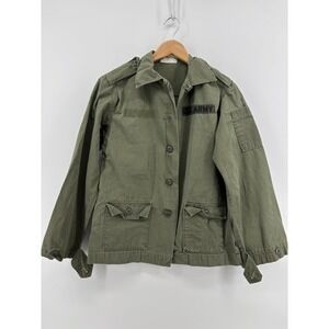 US Army Coat Cotton Green Poplin Utility OG-107 Vietnam Woman's Shirt Fatigue 10